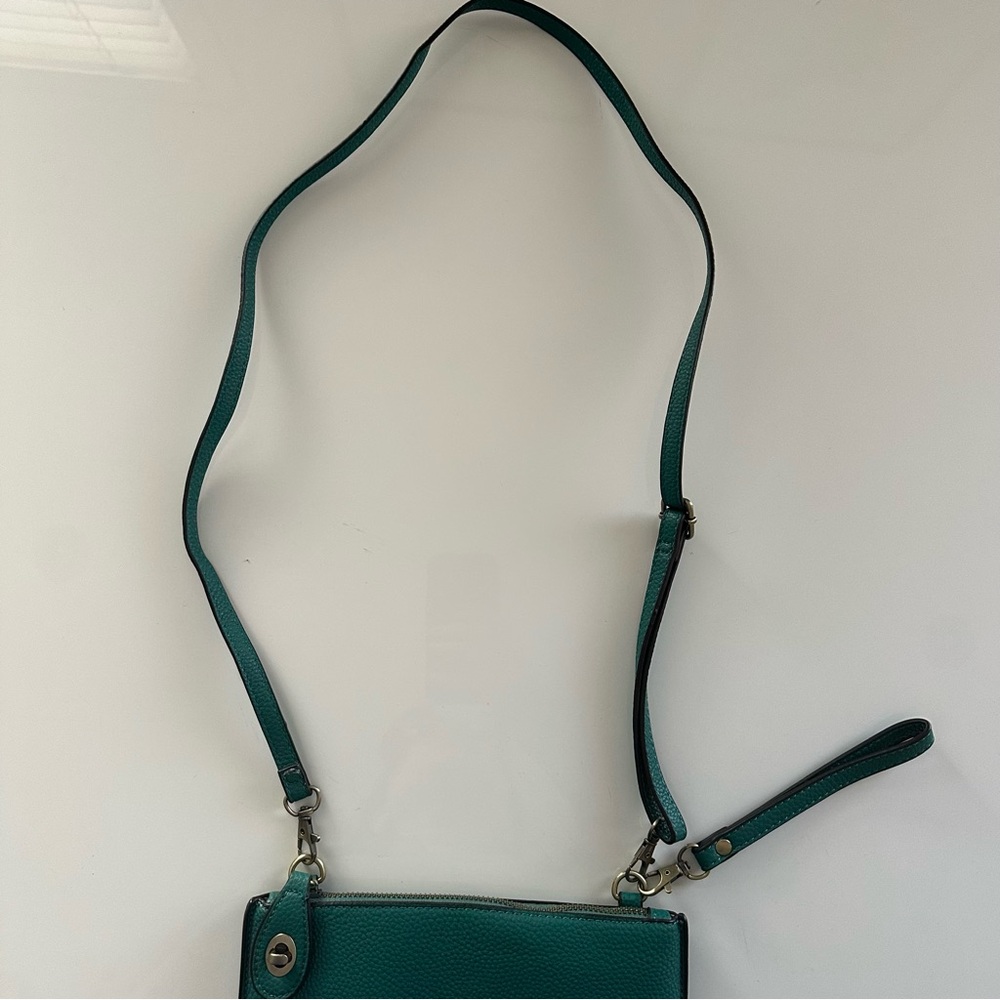 NWOT Joy Susan Teal Crossbody Bag Convertible Wristlet Faux Leather - Picture 4 of 10